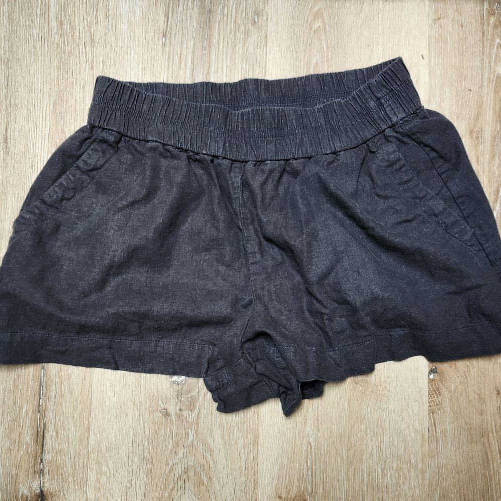 Women's Black Casual Shorts Linen